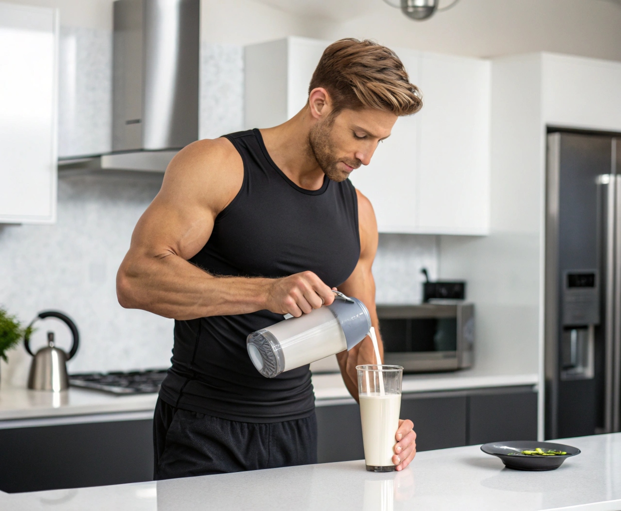 Athlete with Vensolux nutrition products